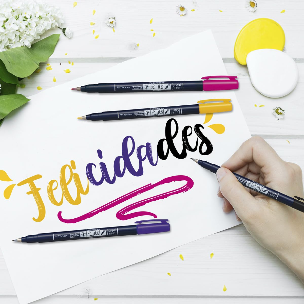 Set de 10 Marcadores de Colores Fudenosuke Tombow Punta Dura