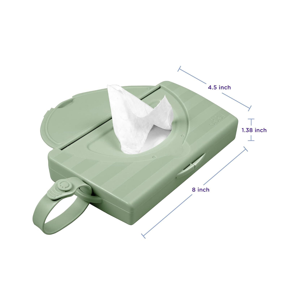 Ubbi On-The-Go - Dispensador de toallitas para bebé, contenedor portátil para viajes, accesorio imprescindible para recién nacidos, soporte para toallitas reutilizables, color verde salvia