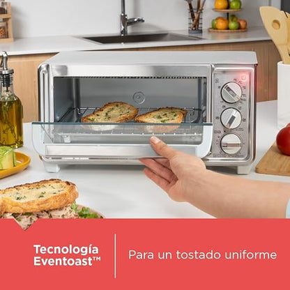 Black+Decker Horno Tostador de 4 Rebanadas con 5 Funciones, TO4130-1SDLA | 1150W, Tecnología EvenToast con 5 funciones: hornear, asar, tostar, calentar y recalentar