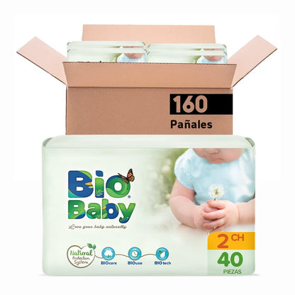 Bio Baby Pañal Talla Chica/2, 160 Piezas + Toallitas Húmedas - Pañales (MU00731)