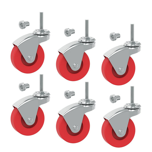 Big Red Ruedas Giratorias de Goma 6.4 cm, Carga 500 libras, Juego de 6