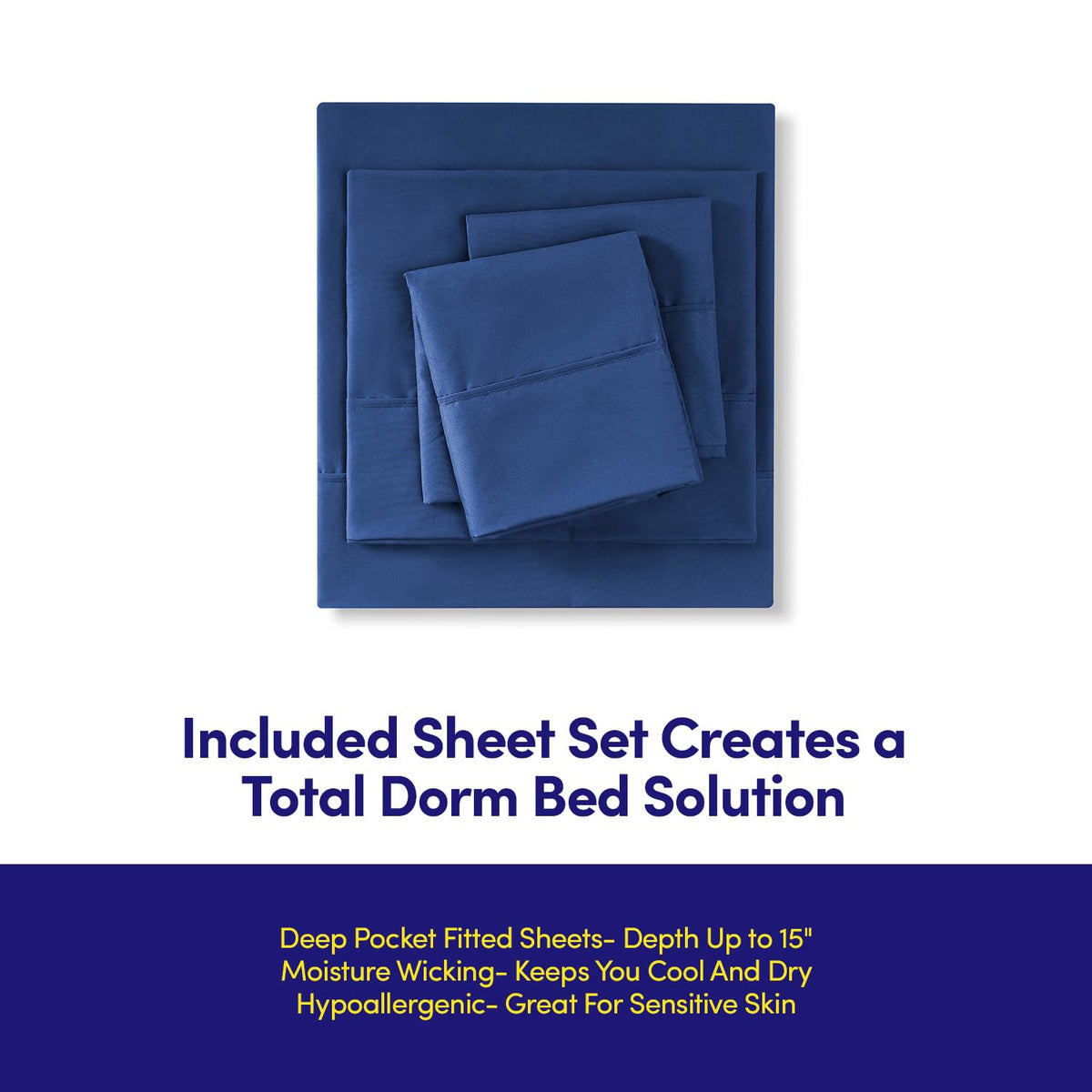 Sweet Home Collection recámara Room Essentials - Juego de edredón de 5 Piezas para Cama Individual en una Bolsa para Estudiantes universitarios, niños y niñas, Individual, Color Azul Real
