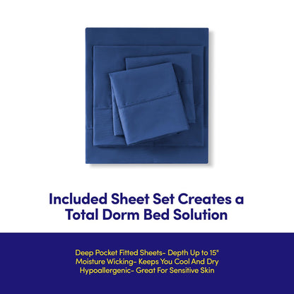 Sweet Home Collection recámara Room Essentials - Juego de edredón de 5 Piezas para Cama Individual en una Bolsa para Estudiantes universitarios, niños y niñas, Individual, Color Azul Real