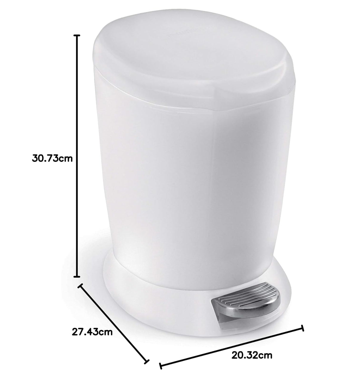 simplehuman, bote de basura redondo con pedal, plástico blanco, 6 L