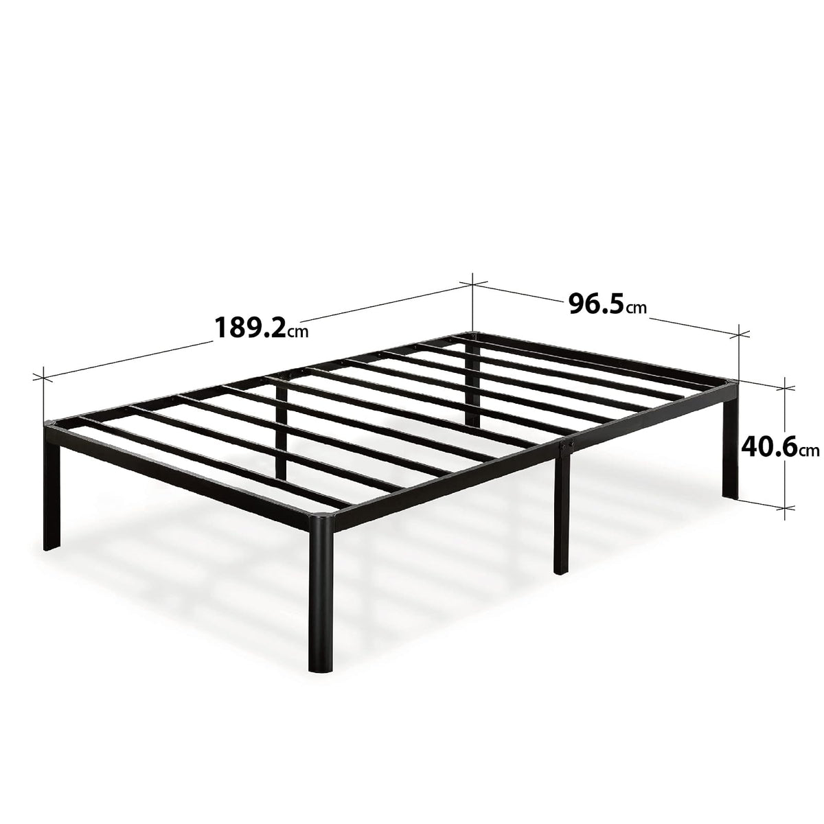 Zinus Van | Base de Cama Individual de Metal Ligero | Garantía de 5 años | Base de cama individual de metal ligero con tiras antihundimiento, espacio de almacenaje bajo la cama, soporta hasta 159 kg