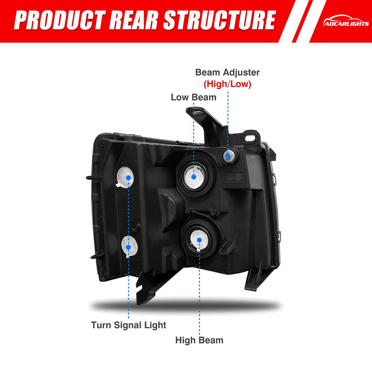 ADCARLIGHTS Chevy Silverado - Conjunto de faros delanteros para Chevy Silverado 2007-2013 1500/2007-2014 Silverado 2500HD 3500HD halógeno (2500HD/3500HD se adapta a modelos 2007 nuevo estilo de cuerpo