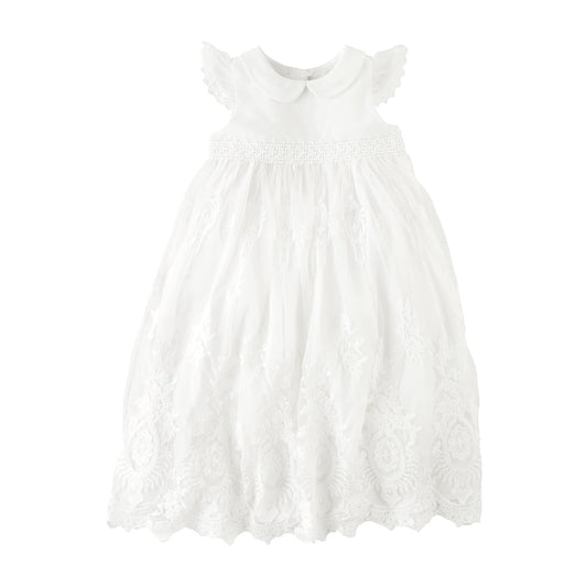 Mud Pie Bata de bautizo para niñas, color blanco, 0-6 meses, Blanco, 0-6 Meses