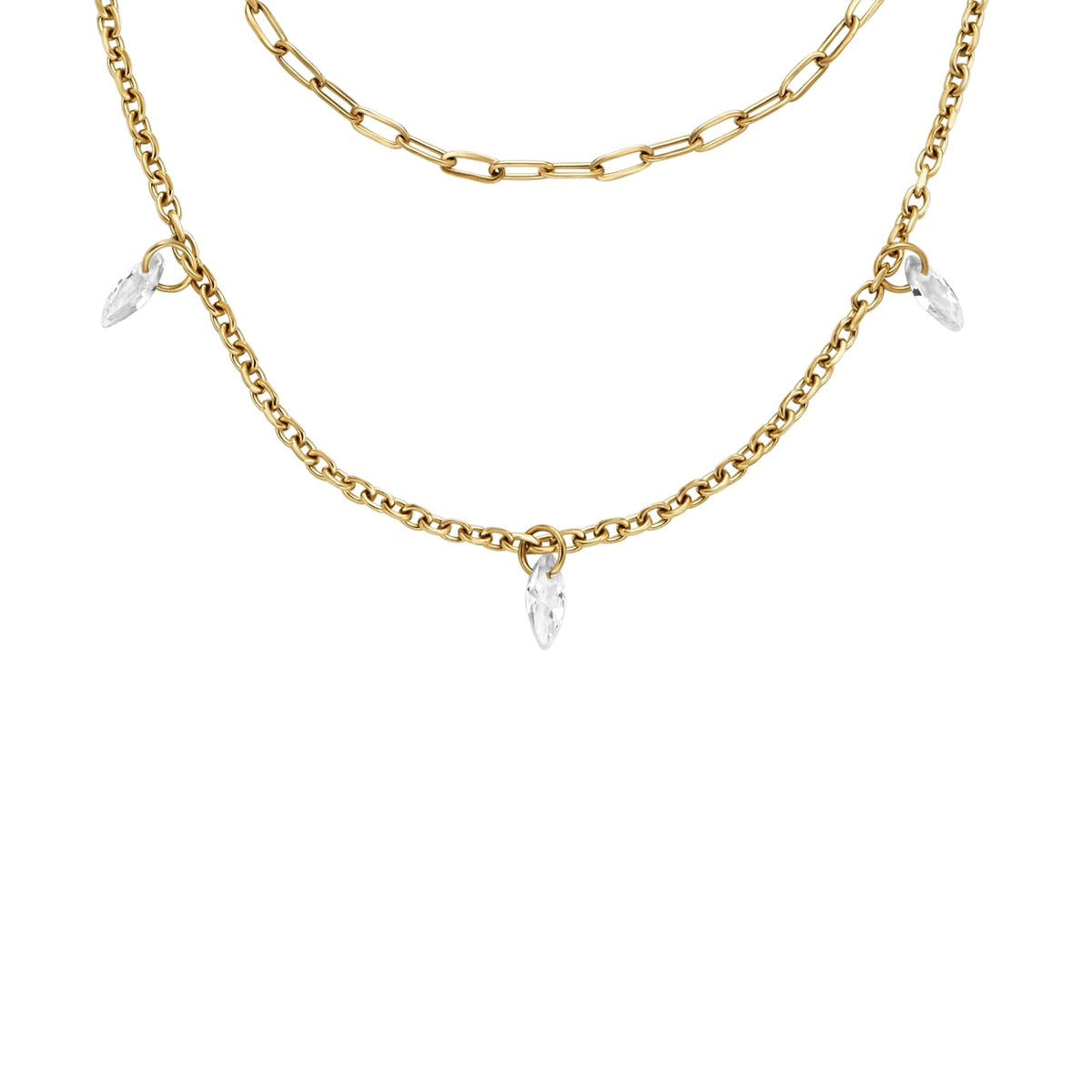 Collar Fossil JF04894710 Ellis de acero inoxidable en tono dorado para mujer