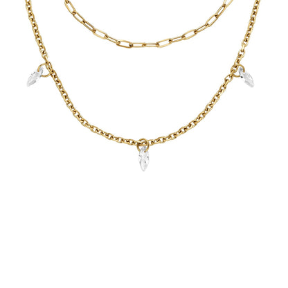 Collar Fossil JF04894710 Ellis de acero inoxidable en tono dorado para mujer