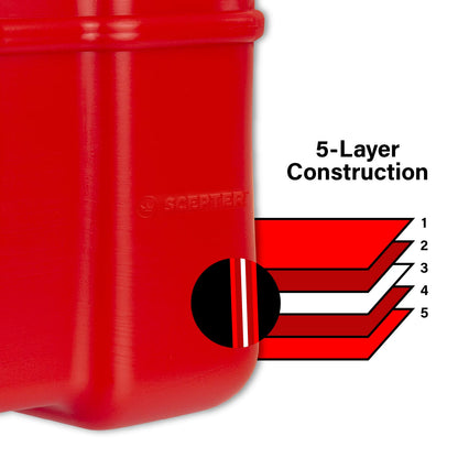 Scepter - Bote de gas de 2 galones, boquilla SmartControl a prueba de | Solo gasolina, contenedor de combustible compatible con EPA/CARB con mango trasero, embudo incluido, 11-0.5 pulgadas de alto