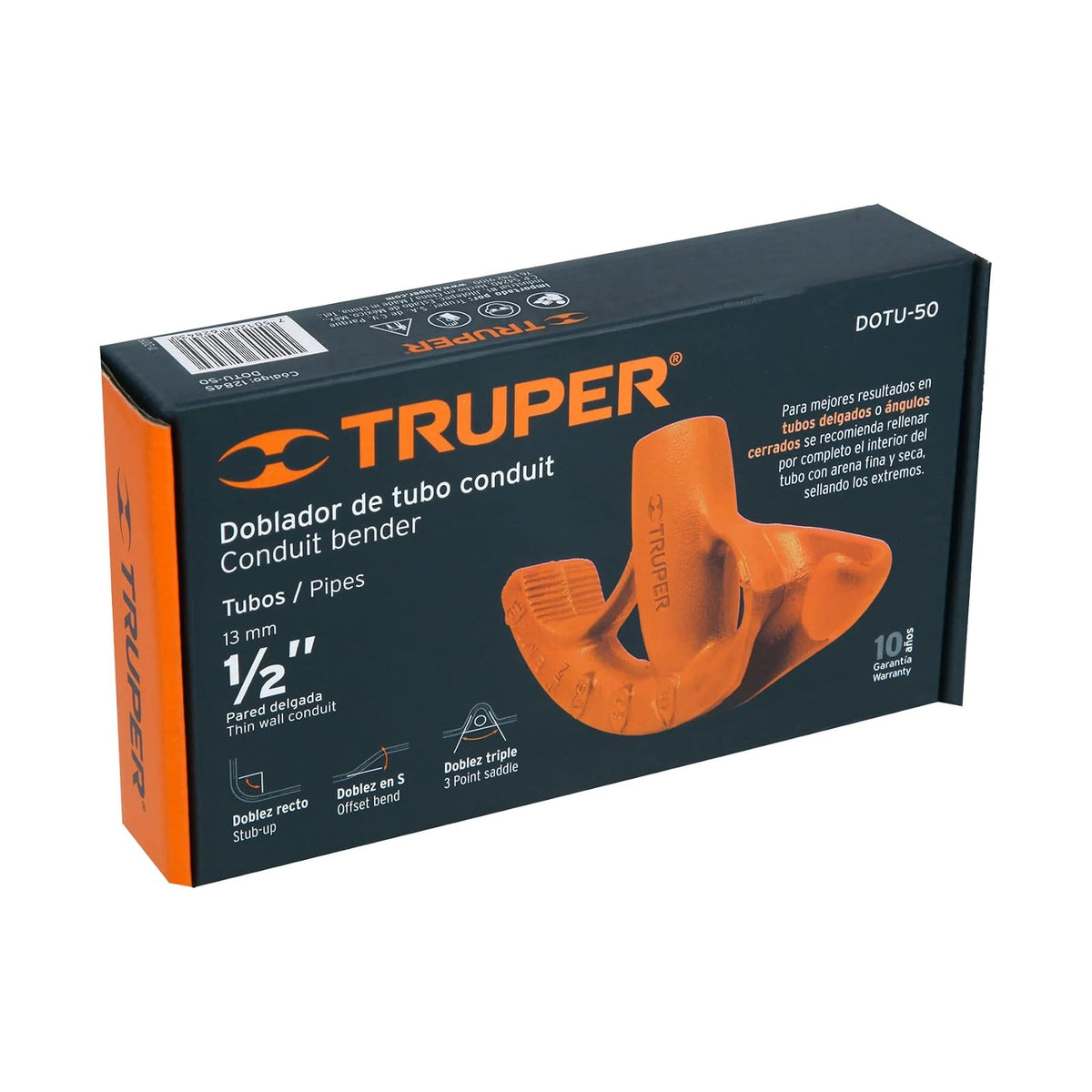 Truper DOTU-50, Doblador de tubo conduit, hasta 1/2"