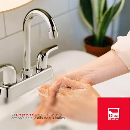DICA, Mezcladora 4" para Lavabo Tipo Bar, Cuello Alto, Manerales de Plastico ABS, Acabado Cromo, Acero Inoxidable, 4053