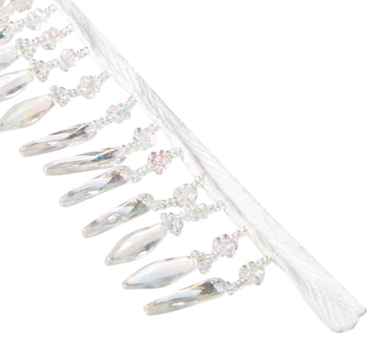 Expo International Velma Beaded Raindrop Fringe Trim, 10 yd., Crystal Aurora Borealis