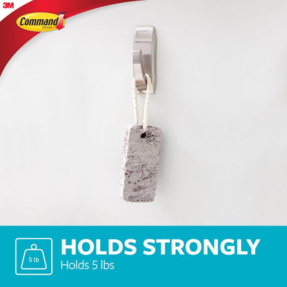Command moderna Reflexiones gancho de metal para baño, pequeña, níquel satinado, 1-hook con tiras resistentes al agua (mr01-sn-bes), Large, Bath - Satin Nickel