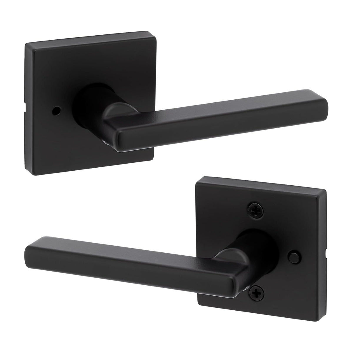 Kwikset Halifax Manija de Puerta de Entrada con Cerradura - Cuadrado - Mate negro