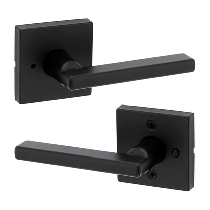 Kwikset Halifax Manija de Puerta de Entrada con Cerradura - Cuadrado - Mate negro