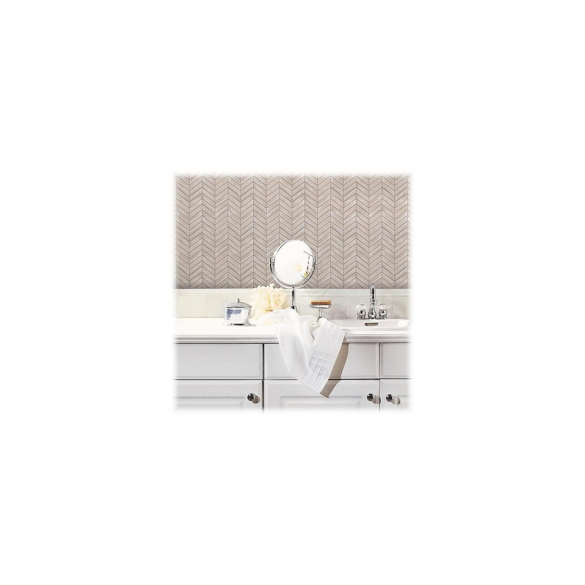 RoomMates StickTILES Chevron - Juego de 4 azulejos de madera envejecida