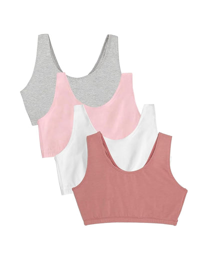 Fruit of the Loom Brasier Deportivo de Algodón para Mujer - Oscuro - Blanco - Rubor - Gris Jaspeado - 34