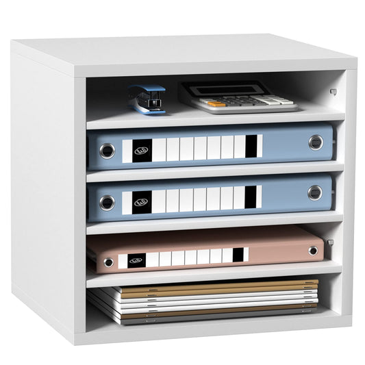 VEVOR Organizador de literatura, 5 compartimentos para oficina con estantes ajustables, clasificador de literatura de madera, 13 x 12 x 13 pulgadas, para oficina, hogar, aula, organización de salas de