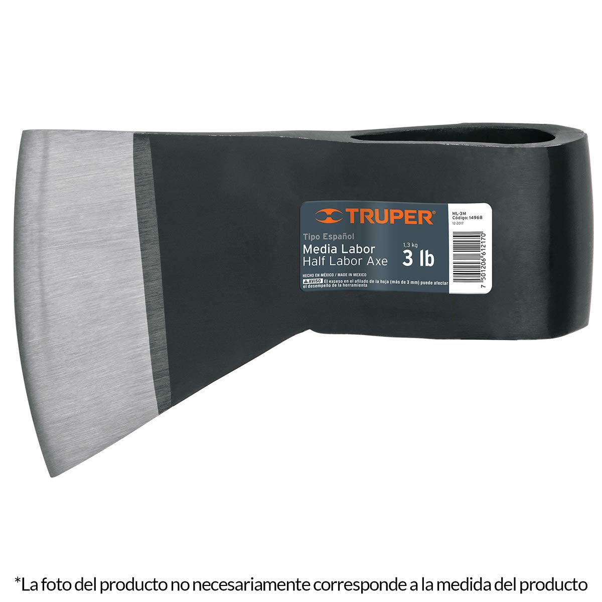 Truper ML-4-1/2, Hacha tipo español de 4 1/2 lb, media labor sin mango