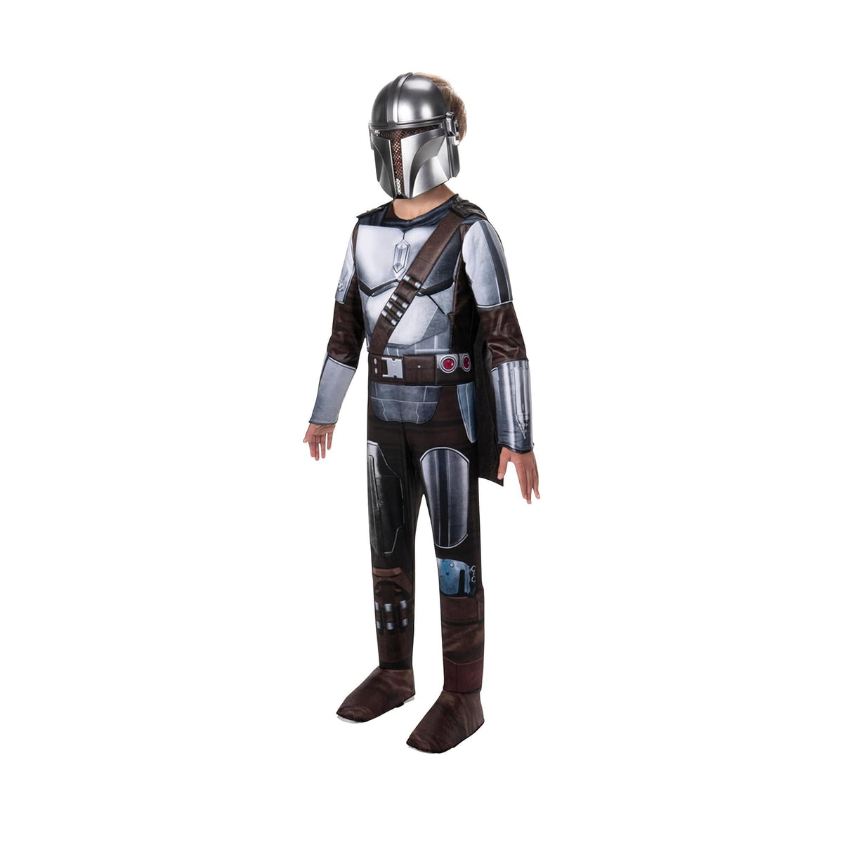 Star Wars The Mandalorian Official Youth Costume - Premium Quality Padded Jumpsuit with Plastic Mask and Detachable Cape