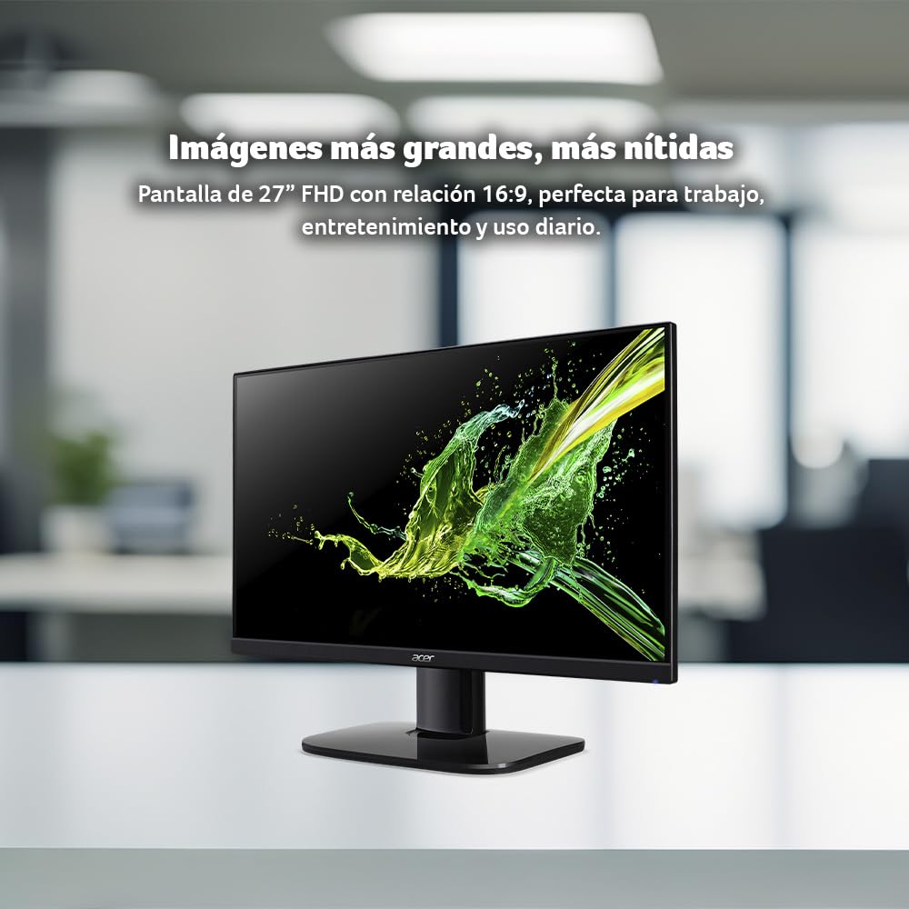acer Monitor KC2 27" FHD 1920 x 1080 | Frecuencia de actualización 120Hz | Panel VA | Tiempo de Respuesta 1ms | Tecnología BlueLightShield | Tecnología AMD FreeSync
