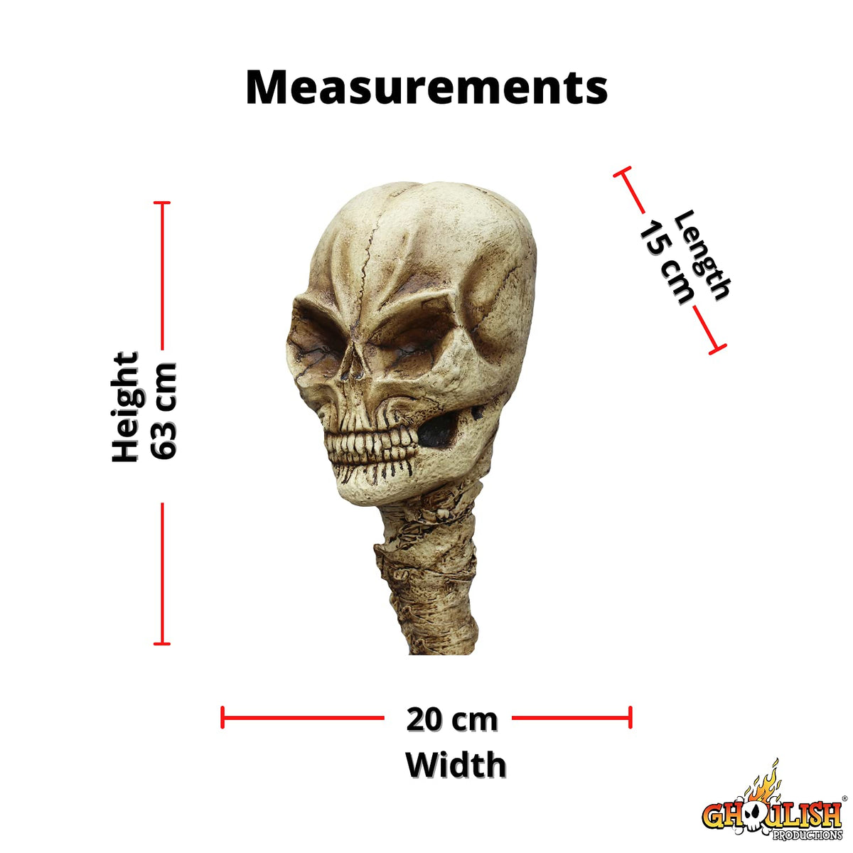 Ghoulish Productions Staffs Alien, Accesorio de Bastón de Cráneo de Alien, Complemento para Disfraz de Marciano Ideal para Halloween y Fiestas de Disfraces