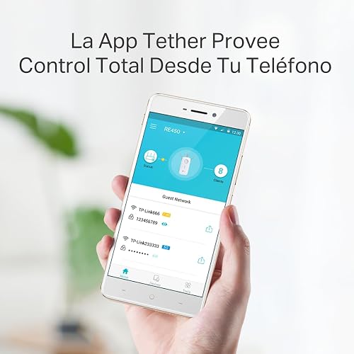TP-Link RE450 Repetidor WiFi5 AC1750 Extensor Inalámbrico - Doble Banda hasta 1.7Gbps - 1 Puerto Ethernet Gigabit - Cobertura Ampliada con 3 Antenas - App Tether - Configura en Minutos