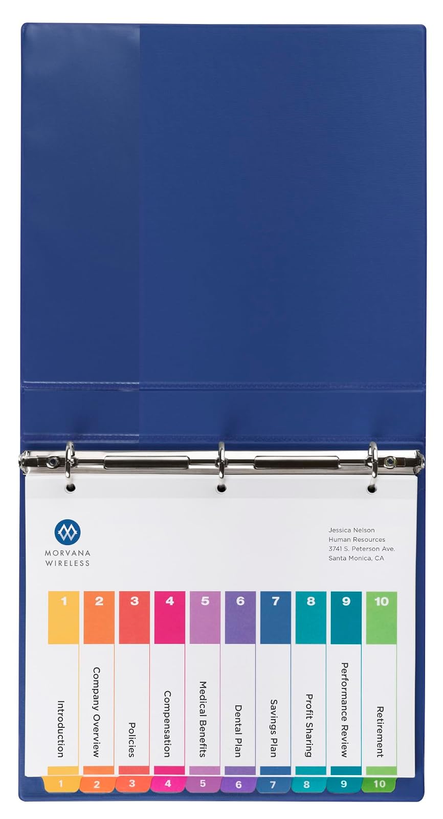 Avery 11188 - Divisores de 10 pestañas para carpetas de 3 anillos, tabla de contenido personalizable, pestañas multicolores, 6 juegos
