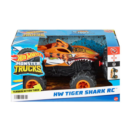 Hot Wheels Vehículo a Control Remoto Monster Trucks Tiger Shark Escala 1:24 para niños de 4 años en adelante