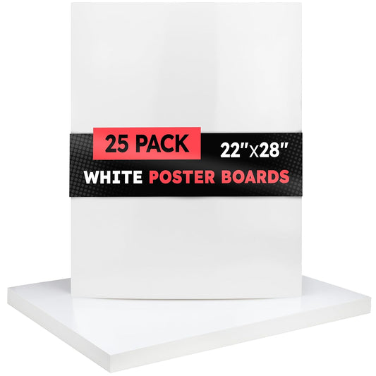 Hygloss - Tablero grande para póster de 22 x 28 pulgadas, paquete de 25 carteles a granel, 10 puntos Papel de póster blanco grueso para proyectos, presentaciones, exhibiciones, letreros, manualidades