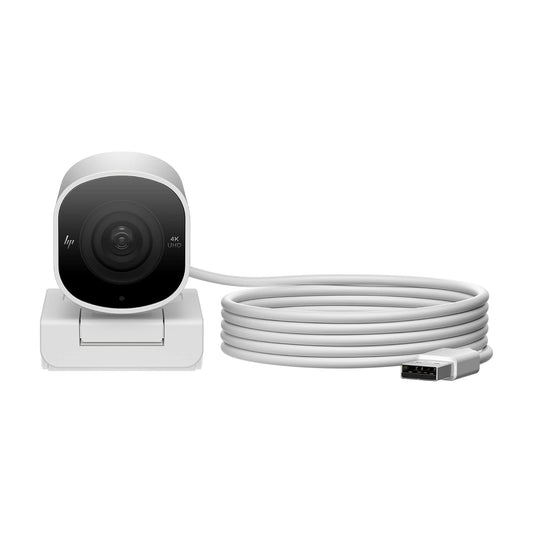 HP Cámara Web 960, 4K para Streaming y Creadores de Contenido, Micrófono Integrado, Ángulo de 360º, Windows/Mac OS, Plata (695J6AA)