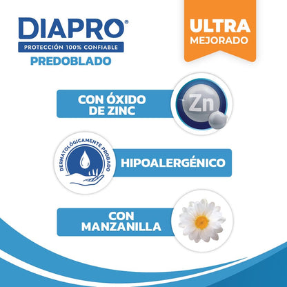 Diapro Pañal Predoblado Gel para Incontinencia, Unitalla, Paquete con 10 Piezas, ideal para personas en cama o para cubrir alguna superficie