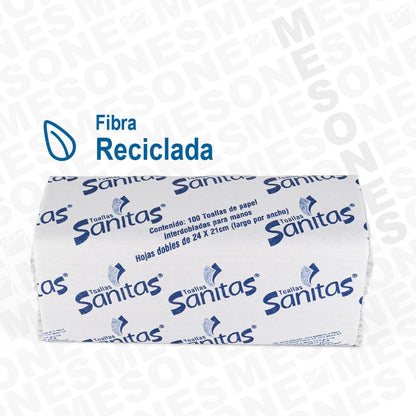 Kimberly-Clark Toalla Interdoblada para Manos Sanitas, Caja con 20 Fajillas de 100 Toallas, con Grabado, Professional
