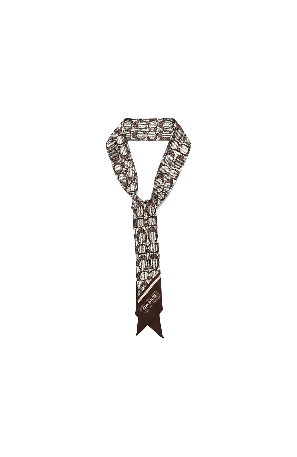 COACH Textured Signature C Printed Silk Skinny Bufanda Mujer - Talla Única - Arce