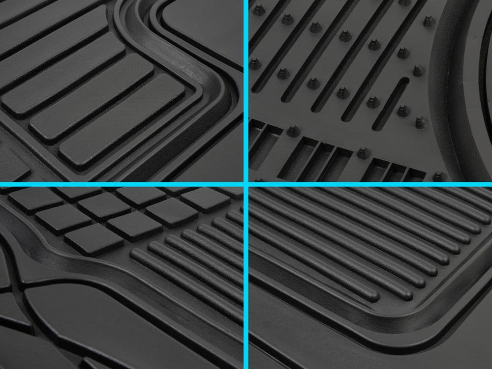 Motor Trend MT-150-GR - Alfombrilla de Goma Semi Personalizada para Todo Tipo de Clima, Color Gris, Negro, 2 Front