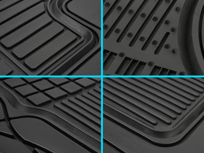 Motor Trend MT-150-GR - Alfombrilla de Goma Semi Personalizada para Todo Tipo de Clima, Color Gris, Negro, 2 Front