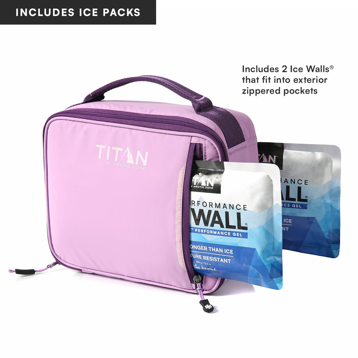 Titan Fridge - Fiambrera fría con 2 paredes de hielo de 350 g, lavanda