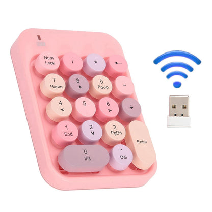 Teclado numérico de 2,4 G, extensiones de teclado de teclado numérico multifunción inalámbricas delgadas de 18 teclas, tecla de chocolate, para computadora portátil/escritorio/PC/portátil (rosa)