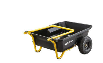 Gorilla Carts GCR-4 - Carro de volquete, Carro de jardín de 2 Ruedas con Mango Plegable, 4 pies cúbicos, 300 Libras Capacity, Negro/Amarillo