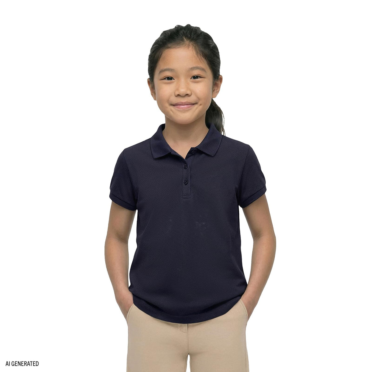 Izod Polo de Manga Corta Entrelazado para Uniforme Escolar Camisa de Polo para Niñas