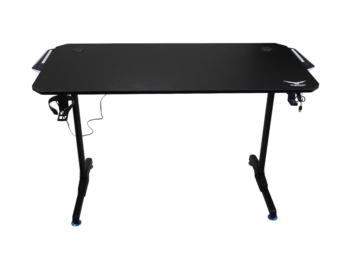 Gaming NACEB Escritorio Gamer de Fibra de Carbono NA-0628 - Escritorio para PC con LED para Setup Gamer - Negro
