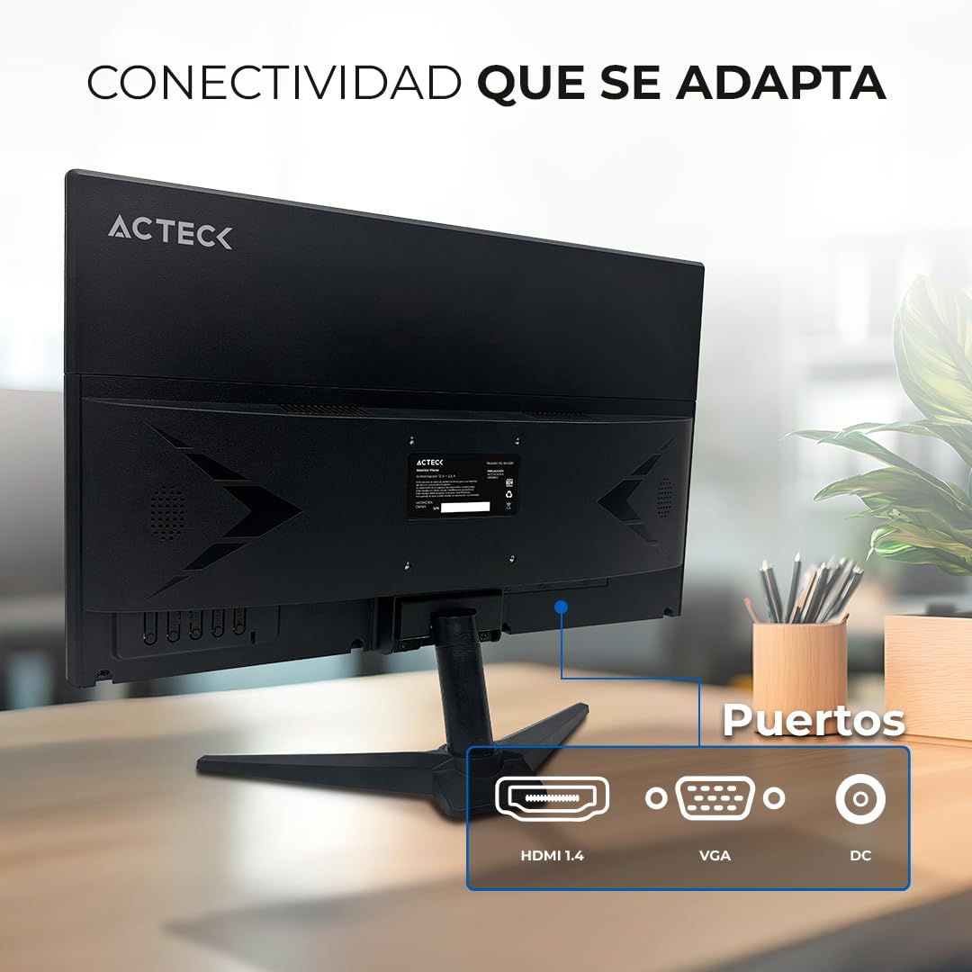 Acteck Captive Brite Monitor Plano CB185, 18.5", TN, HD, 60Hz, 5ms, Low-Blue Light, VGA, HDMI 1.4, VESA 75mm, Negro