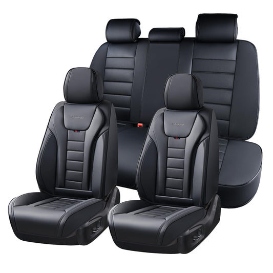 Coverado Juego Completo de Fundas de Asiento de Automóvil, Fundas de Asiento para Automóviles, Fundas de Asiento Delantero y Funda de Asiento Trasero, Funda Impermeable de Piel para Asiento automotriz