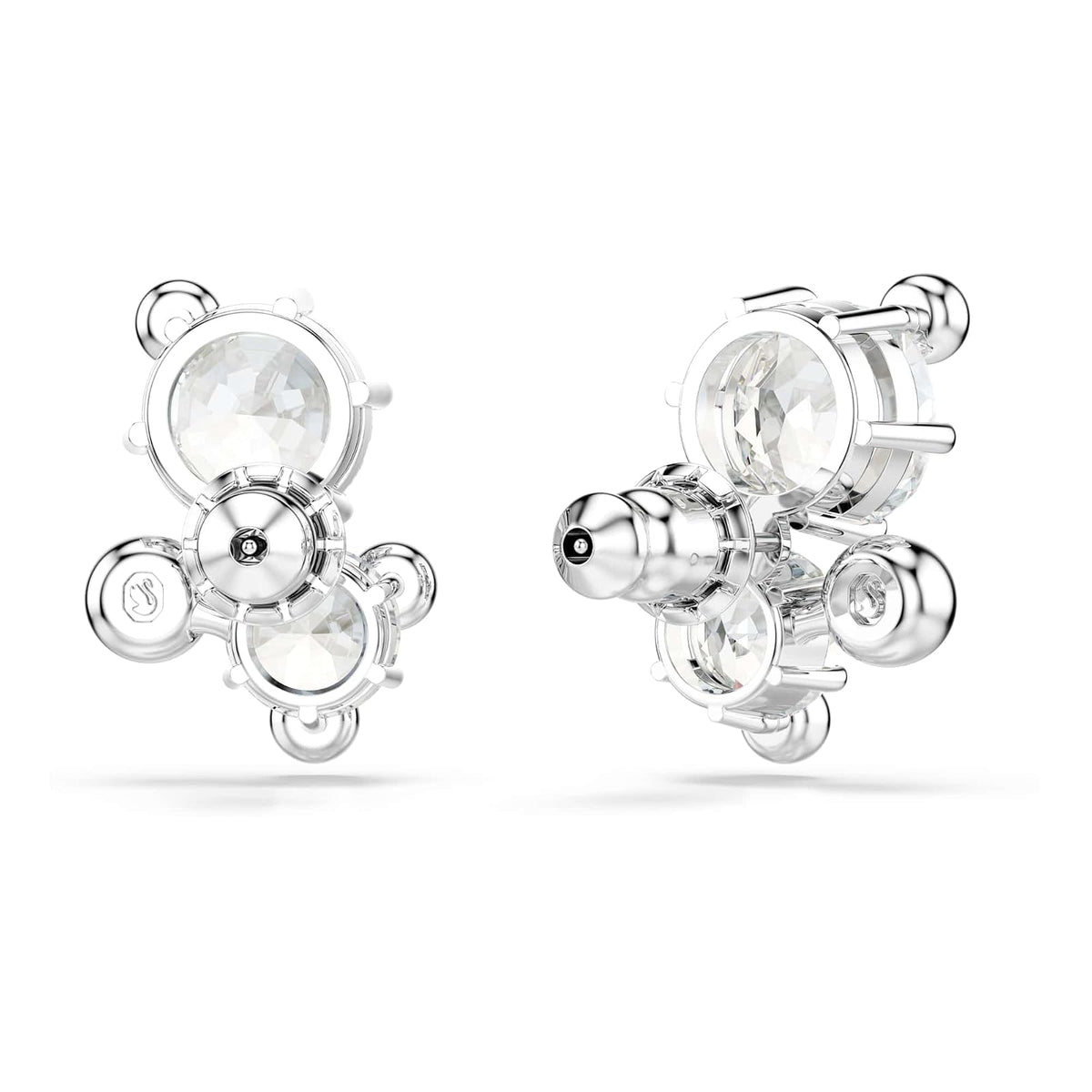 Swarovski Aretes de botón Constella, Talla redonda, Blancos, Baño de rodio