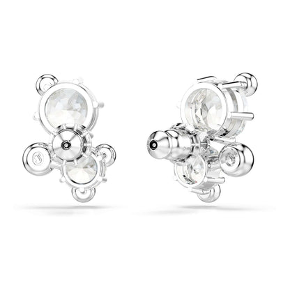 Swarovski Aretes de botón Constella, Talla redonda, Blancos, Baño de rodio