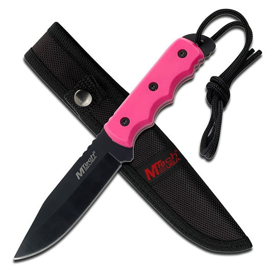 MTECH USA MT-20-35 Series - Cuchillo de Hoja Fija, Hoja de Punto de caída, Color Negro, Mango de plástico, 20.32 cm en Total