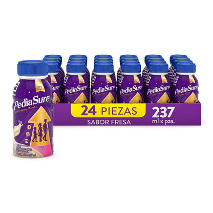 PediaSure Fresa - Alimentación Especializada Pack 24 de 237 ml | Formula especializada para niños de 1 a 10 años con 5 grupos de nutrientes clave que apoya el crecimiento de los huesos.