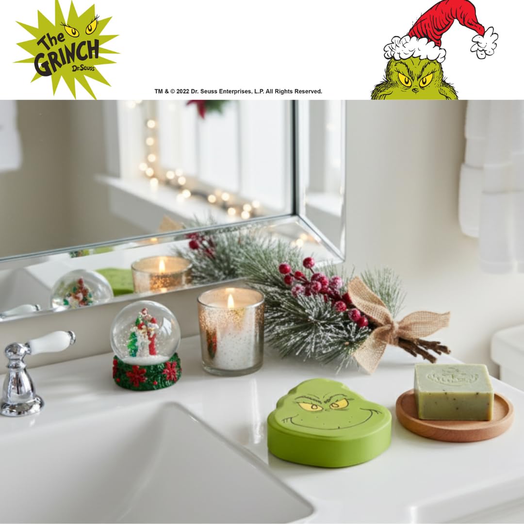 Franco Dr. Seuss The Grinch - Jabonera de Resina navideña para Navidad, Soporte para jabón/joyería (Producto Oficial) Collectibles