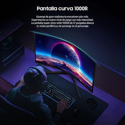 Samsung 27" Odyssey Monitor G55C QHD 165Hz,Frecuencia de actualización de 165 Hz y Tiempo de Respuesta de 1 ms (MPRT), Resolución QHD, Curvatura 1000R, AMD FreeSync, HDR10 LS27CG552ELXZX